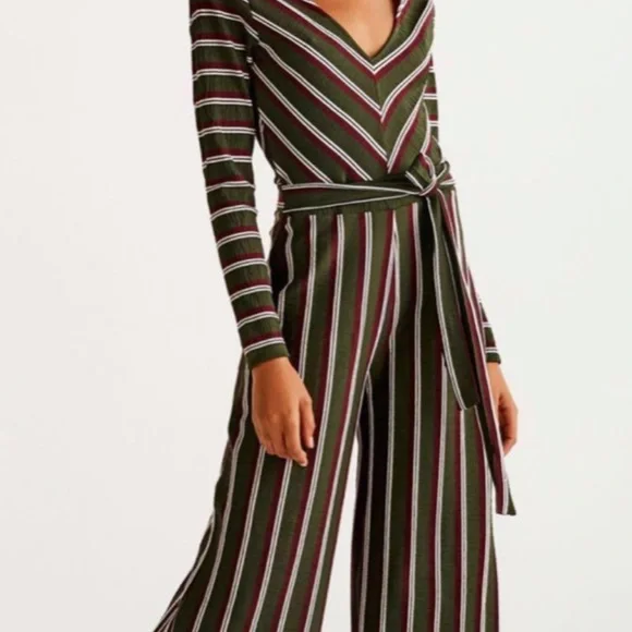 Pull and Bear striped jumpsuit long sleeved